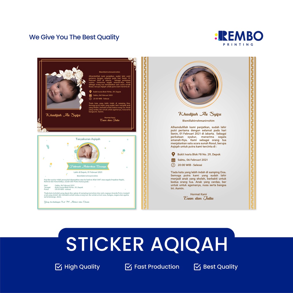 Stiker Aqiqah / Sticker Nama Bayi / Stiker Ucapan Kelahiran