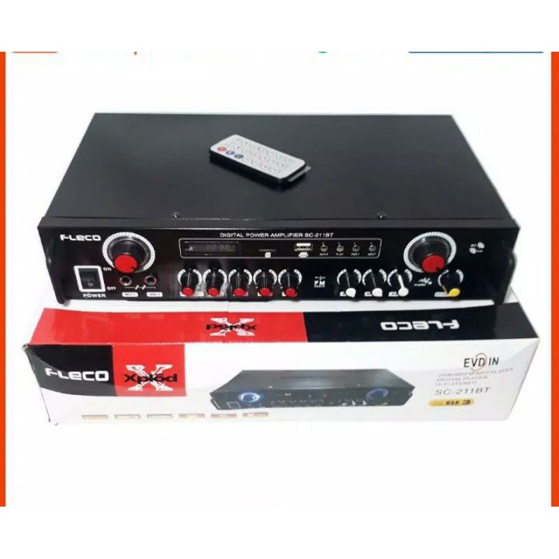 Amplifier FLECO SC-211BT bluetooth Stereo Karoeke + Mp3 player + FM Radio