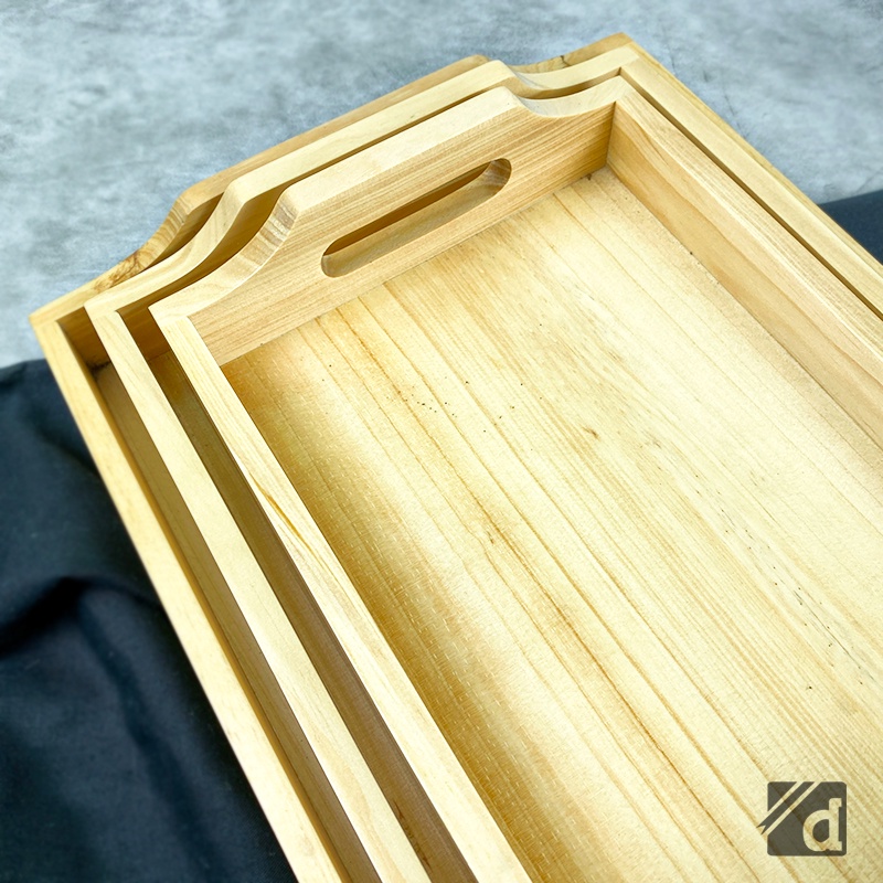 DADALALA (1 Set Isi 3) Tray Kayu / Nampan Kayu Aesthetic Untuk Hantaran dan Montessori, Bahan Kayu Pinus - 2 Varian