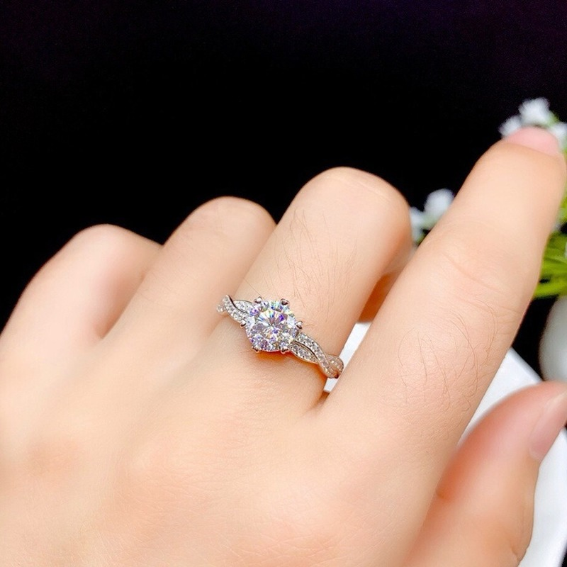 Perak 925 Asli Berlian Kristal Cincin Untuk Wanita Fashion Perhiasan Aksesoris Berlian Imitasi Silver Rings