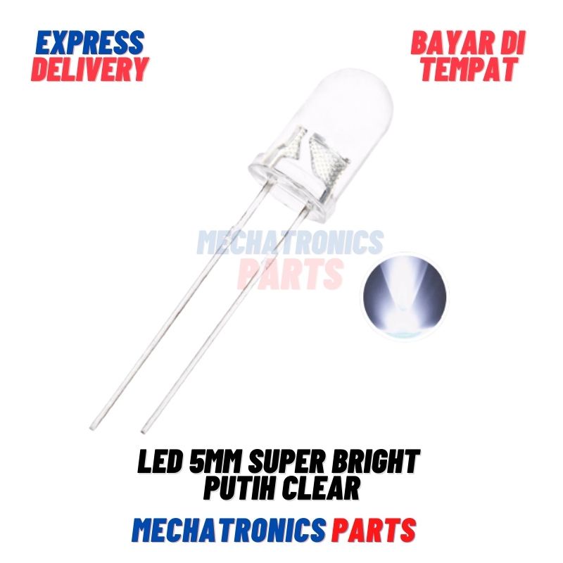 LED 5MM SUPER BRIGHT WHITE PUTIH CLEAR