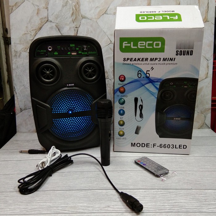 ✅cod speaker bluetooth karaoke /salon aktip karoke Fleco f6603 super bas speaker multimedia salon