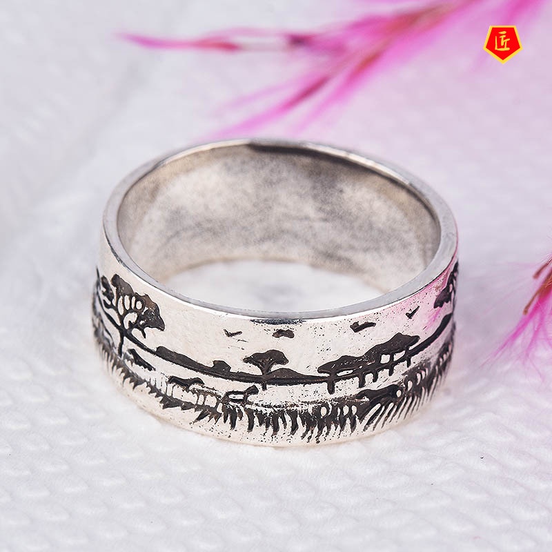 [Ready Stock]925 Silver Retro Creative Animal Forest Ring