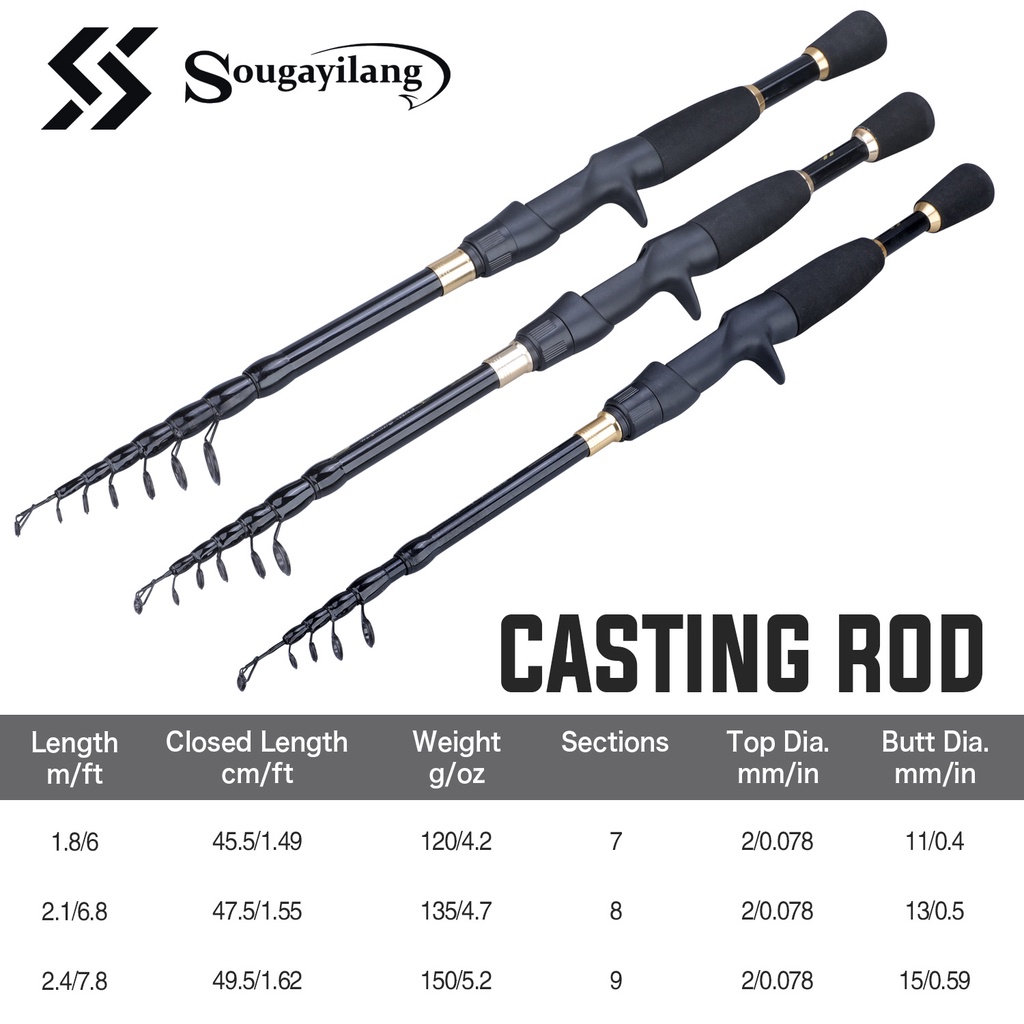 Joran Pancing Pengendali EVA Teleskopik Tangkap Ikan  Baitcasting Tahan Aus Ultralight Carbon Fiber Fishing Rod Bass Rod untuk Danau Sungai Air Tawar Joran Pancing