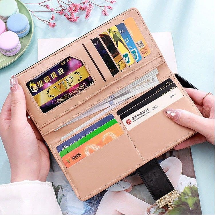 DOMPET PANJANG WANITA IMPORT KOREA KULIT PREMIUM MEWAH DAUN FASHION SCALY MURAH LIPAT WA093B5