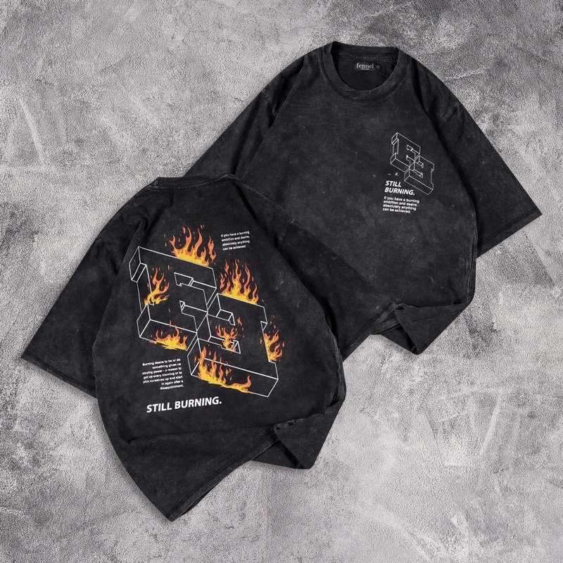 [N00365] Baju Kaos Oversized Distro Motif FF STILL BURNING.