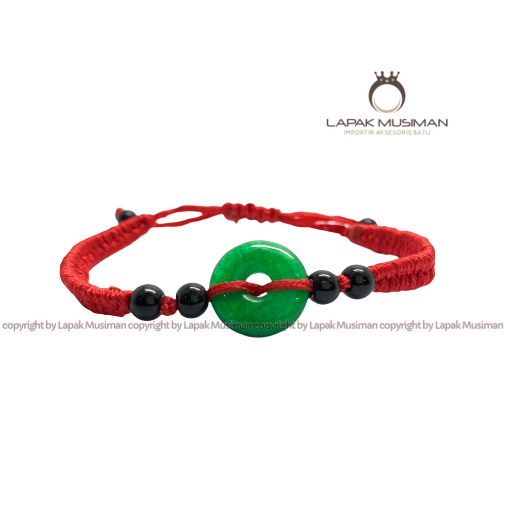[Bayar di Tempat] Gelang Pria Wanita Batu Giok Burma Fengshui Keberuntungan