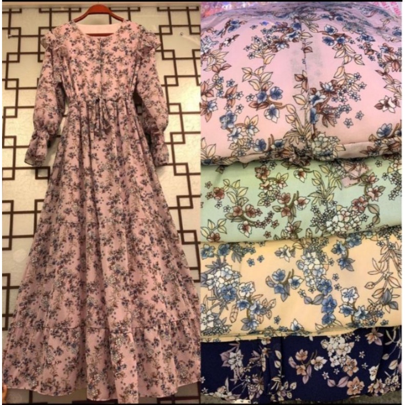 Gamis Ceruti bunga serut tali busui friendly by Yuri