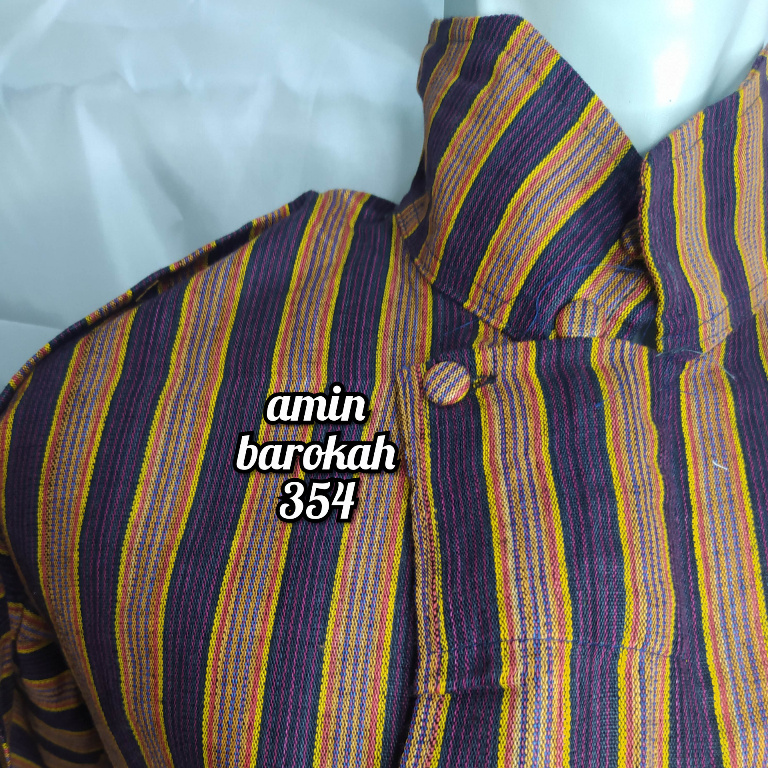 COD...!!! Baju Surjan Tenun Lurik - Warna Coklat Lurik Maroon - Ukuran Dewasa #Adat #Jawa #Tradisional