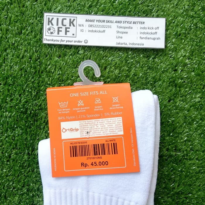 KAOS KAKI FUTSAL / BOLA ORTUSEIGHT HELIOS FB SOCKS - ALL WHITE