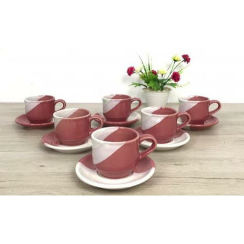Cangkir Cup & Saucer Gradasi 12 Pcs Happy Fun
