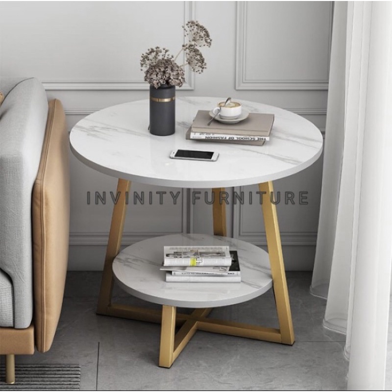 MEJA SAMPING SOFA MARMER ASLI - MEJA SUDUT - SIDE TABLE MARMER