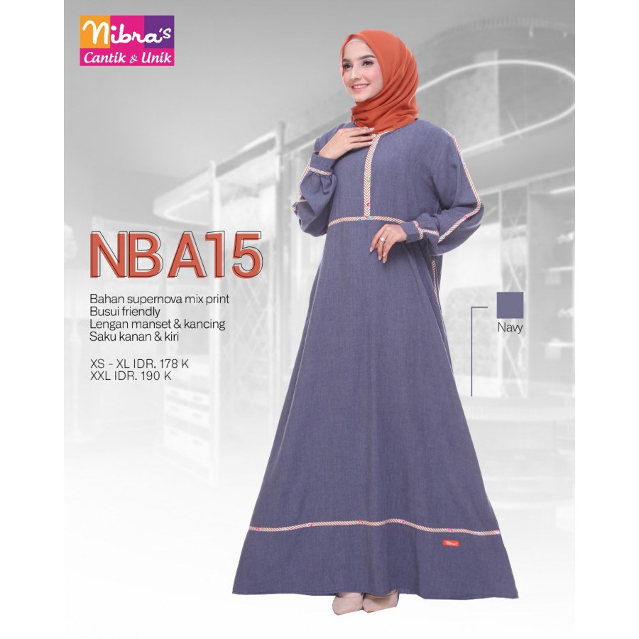 ORIGINAL GAMIS Katun Supernova NIBRAS nb a15 DRESS Syari POLOS ABU NAVY