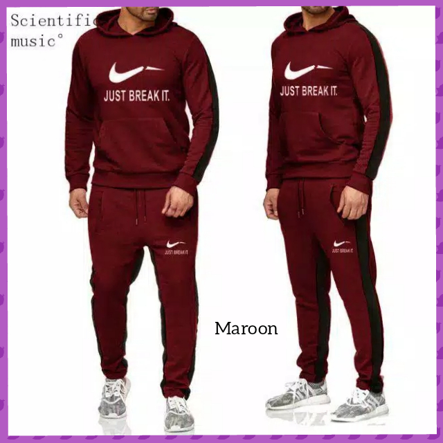 setelan baju olahraga pria atasan+celana just sepeda lari bike maroon