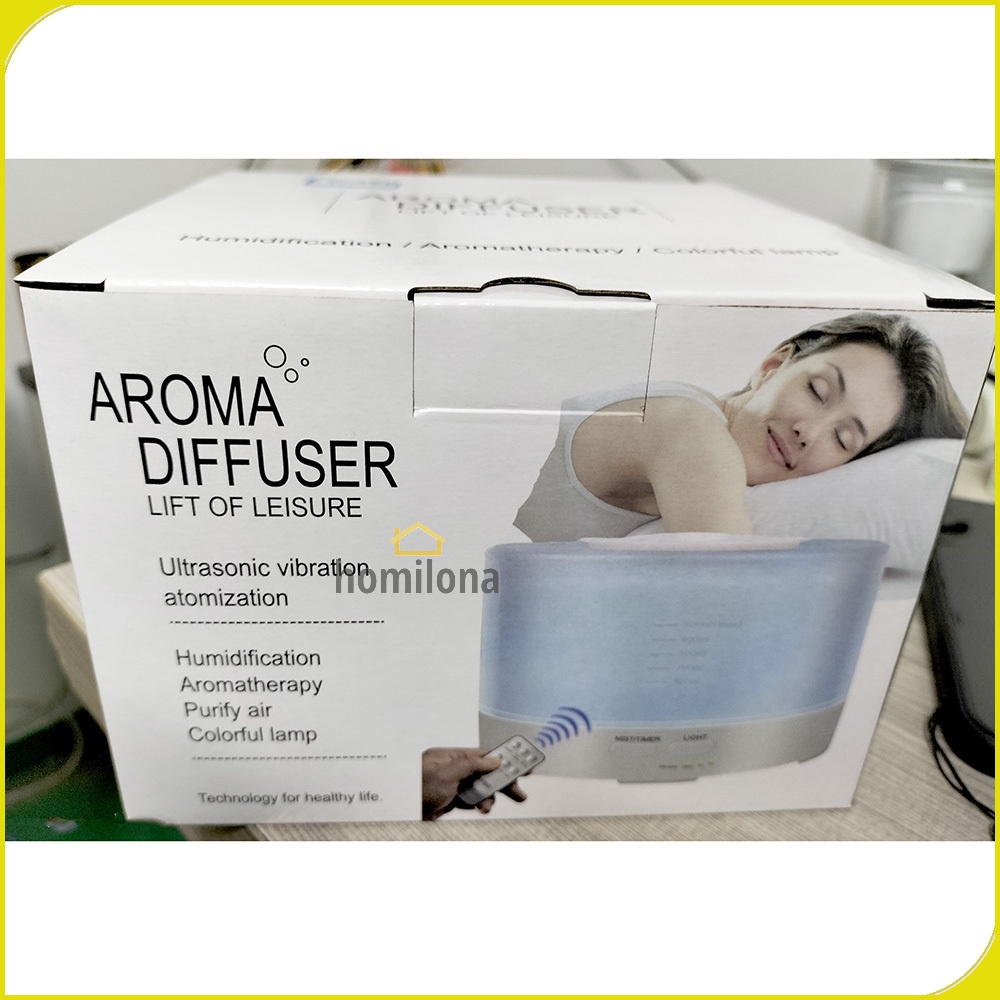 Humidifier Diffuser Aromaterapi 7 Color LED RGB 500ml Remote Control - Taffware HUMI 2467 / Alat Pengharum Ruangan Pelembab Udara Minyak Essential Oil Aromatherapy