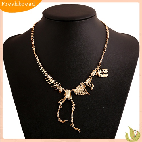 [TERLARIS]Men Women Unisex Punk Dinosaur Bone Drop Pendant Statement Alloy Chain Necklace