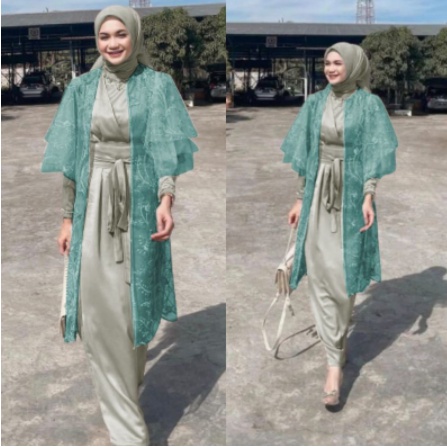 Baju Gamis Brukat Wanita Remaja Terbaru 2022 Model Kekinian Edisi Lebaran Pesta Kondangan Bahan Brok