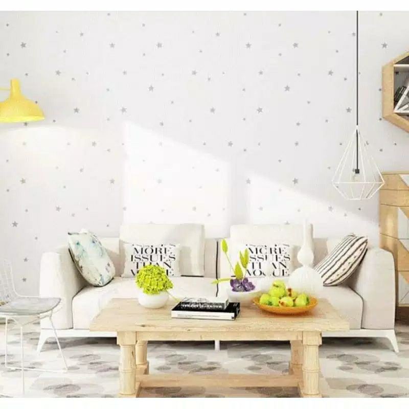 Wallpaper Dinding Bintang Dasar Silver 10m x 45cm