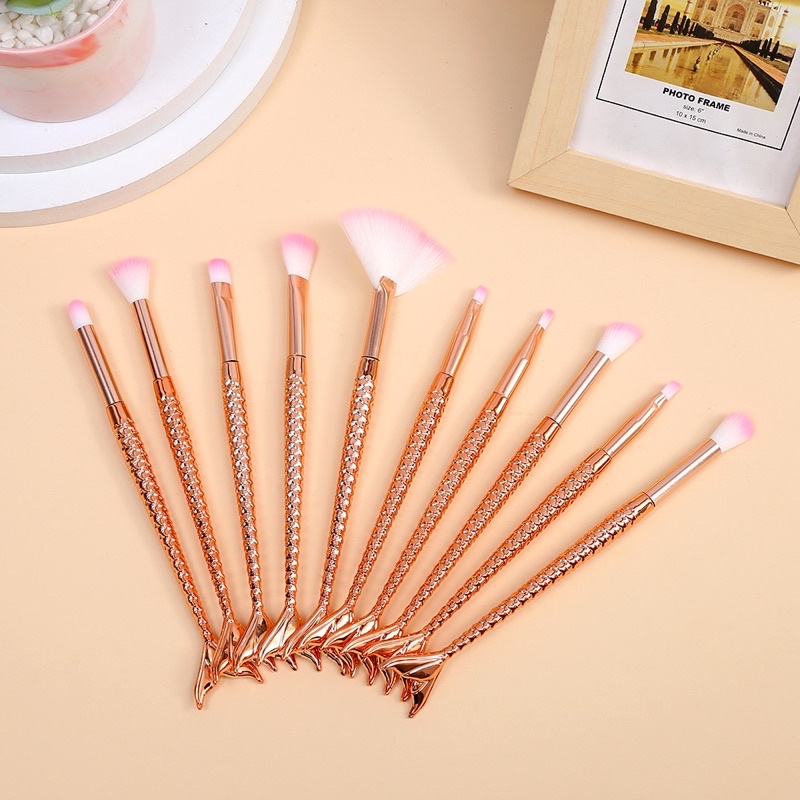 AZ Premium Brush Kuas Make Up Mermaid 10in1 / Make Up Tools / Alat Make Up / Brush Make up Set