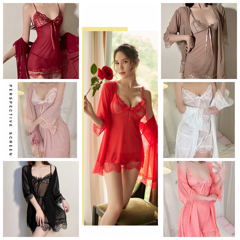 Lingerie Set Sexy Hot Baju Tidur Wanita transparan terlaris Dress kimono ukuran Besar 3A270