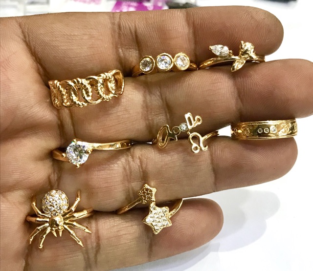 Cinicn wanita lapis emas permata cincin yaxiya cincin xuping