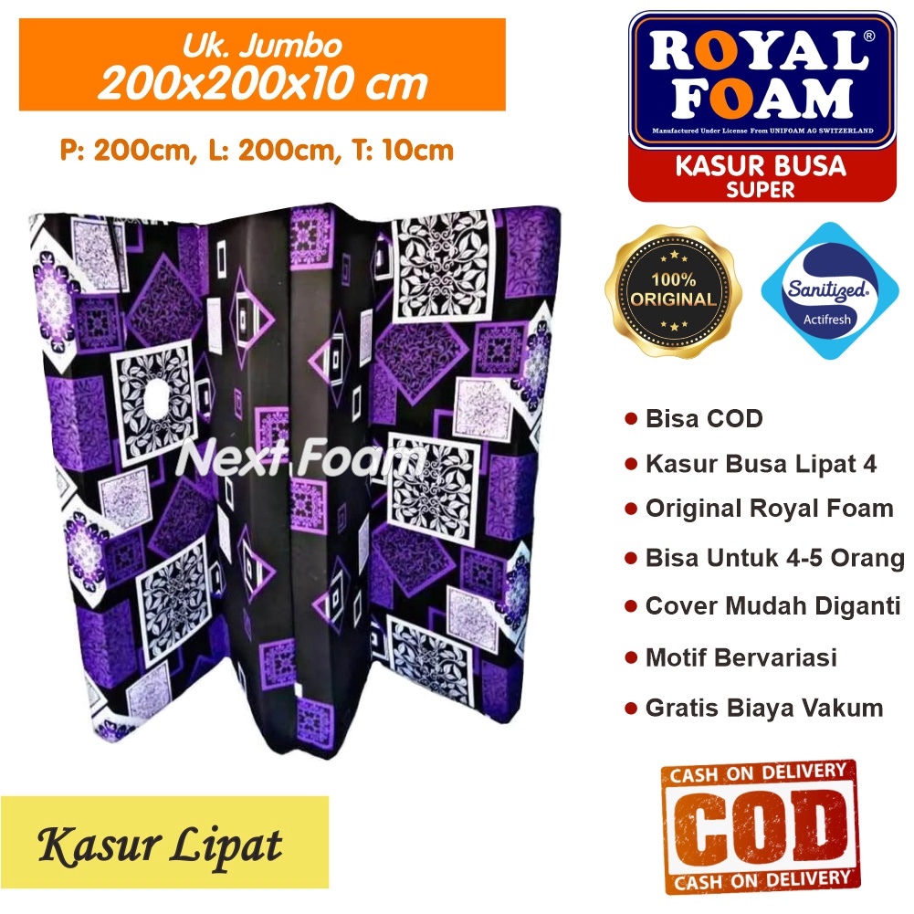 Kasur Busa Lipat Royal Foam Ukuran Jumbo 200x200x10 cm Tebal 10 cm D23 ORIGINAL