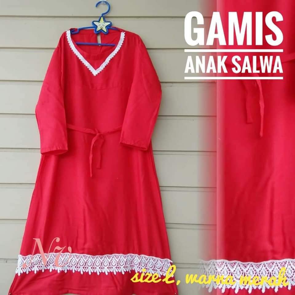 BAJU ANAK GAMIS RENDA SALWA UK L ( UMUR 6 - 8 TAHUN )