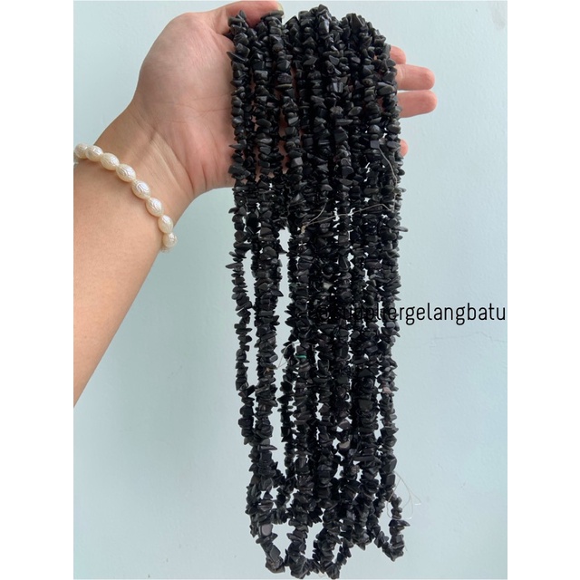 kerikil Batu alam onyx DOFF hitam Beads 1cm kilap aksesoris craft akik