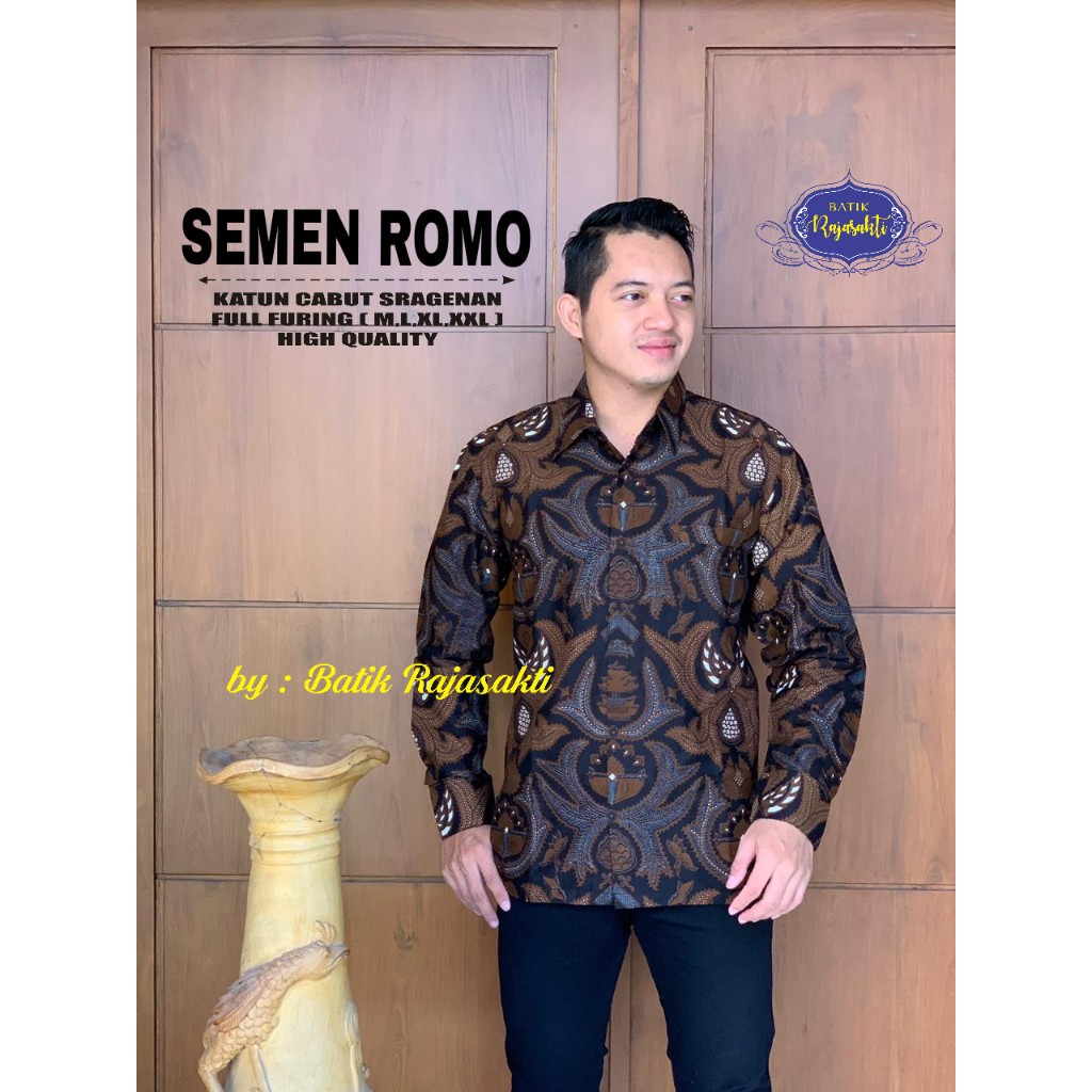 SEMEN ROMO RAJASAKTI KEMEJA BATIK SOLO PRIA LENGAN PANJANG LAPIS FURING ATASAN BATIK PREMIUM MODERN KATUN HALUS BAHUWIRYA  BANAMITRA BANAMITRA PUTIH BANGSAWAN BAYU PUTRA BERLIAN BIRU BHARATAYUDA BIMASENA BIRENDRA BIRU INDAH BRAHMAKERTA BRAHMAKERTA MERAH