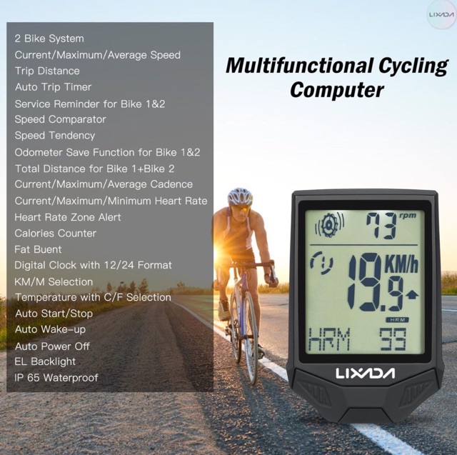 Speedometer Lixada XHBC335 Wireless include Heart Rate, Cadence &amp; Bracket