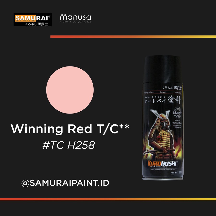 (UnderCoat) UCH258 Winning Red - SAMURAI PAINT Cat semprot/Pilox