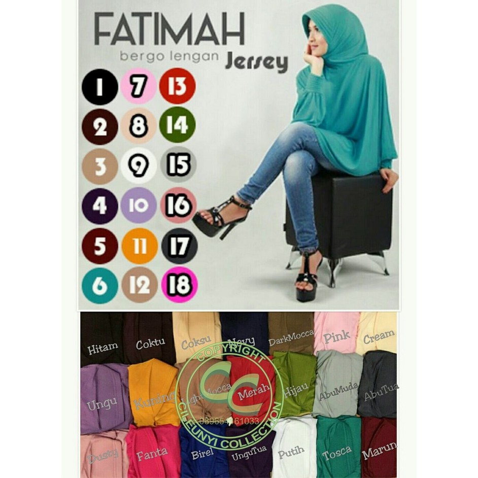 Jilbab Fatimah Bergo Lengan Jersey - Putih