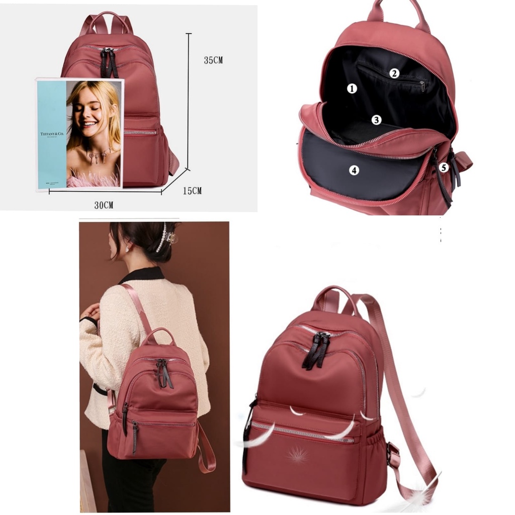 TAS RANSEL WANITA KOREA ANTI AIR MERAH KASIMA TA491M2 BACKPACK CEWEK GENDONG PUNGGUNG SEKOLAH KULIAH KERJA BESAR SIMPLE REMAJA KEKINIAN BATAM