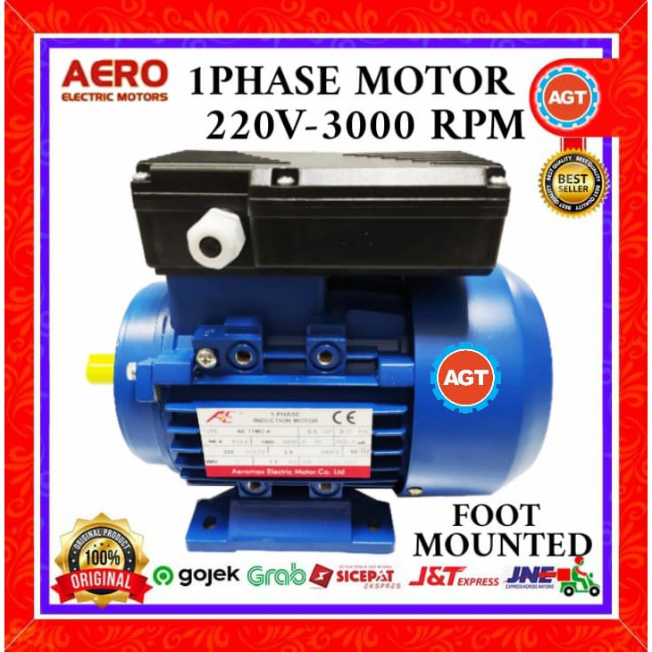 AERO 1PHASE 1.5KW/2HP/2P/B3 ELECTRIC MOTOR SINGLE PHASE