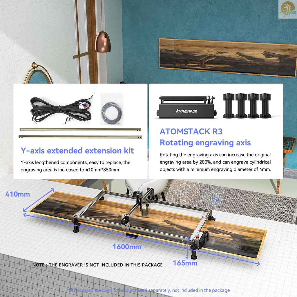 Mesin Ukiran Laser ATOMSTACK Ekstensi Area Y-axis 850x410mm Untuk A10 Pro / X7 Pro / S10 Pro / A5 M50