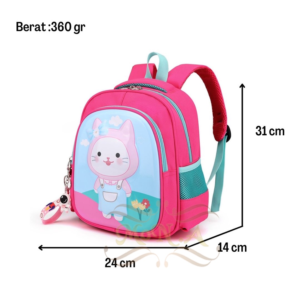 [MONA] Tas Anak Sekolah Ransel PG/PAUD TK Lucu Keren Imut Cowok/Cewek Motif Timbul Karakter Hewan Import Premium -M0190