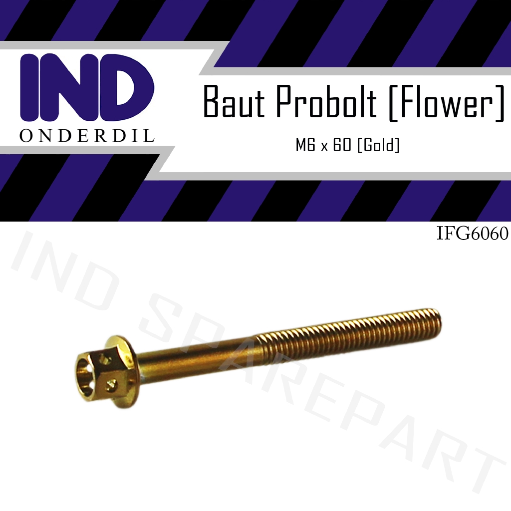 Baut-Baud Probolt-Pro Bolt Flower Gold-Emas M6x60-6x60-6 x 60 Kunci 8