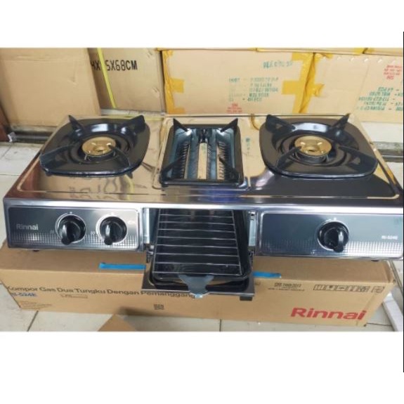 KOMPOR GAS RINNAI RI-524E, KOMPOR 2 TUNGKU DENGAN GRILL/PEMANGGANG