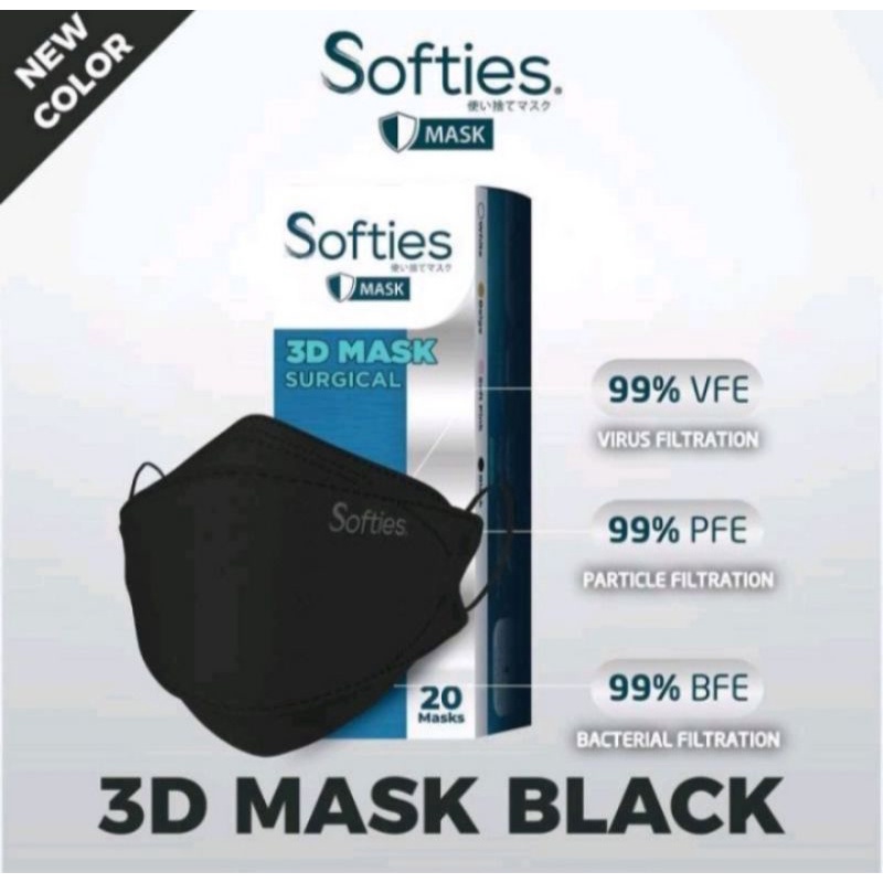 MASKER SOFTIES KF 94 ISI 5 WARNA HITAM/PINK