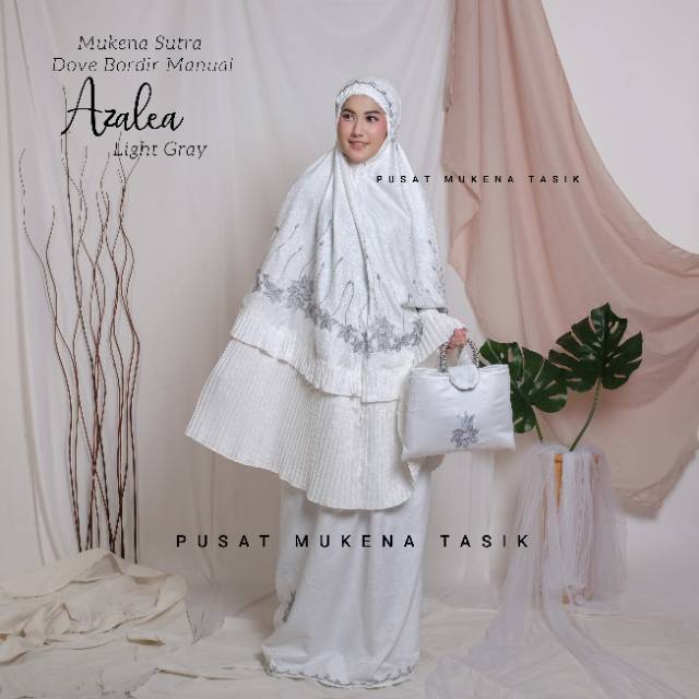 MUKENA PRISKET DEWASA SUTRA DOVE BORDIR MANUAL AZALEA | GROSIR BELI MUKENA PLISKET MURAH AMORA