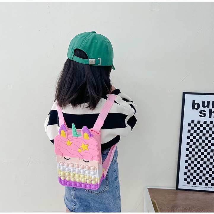 GOMART - Tas Ransel Pop It Unicorn Jumbo - Tas Ransel Sekolah Anak Karakter Unicorn Lucu - Tas Pop it Jumbo Model Terbaru - BK19