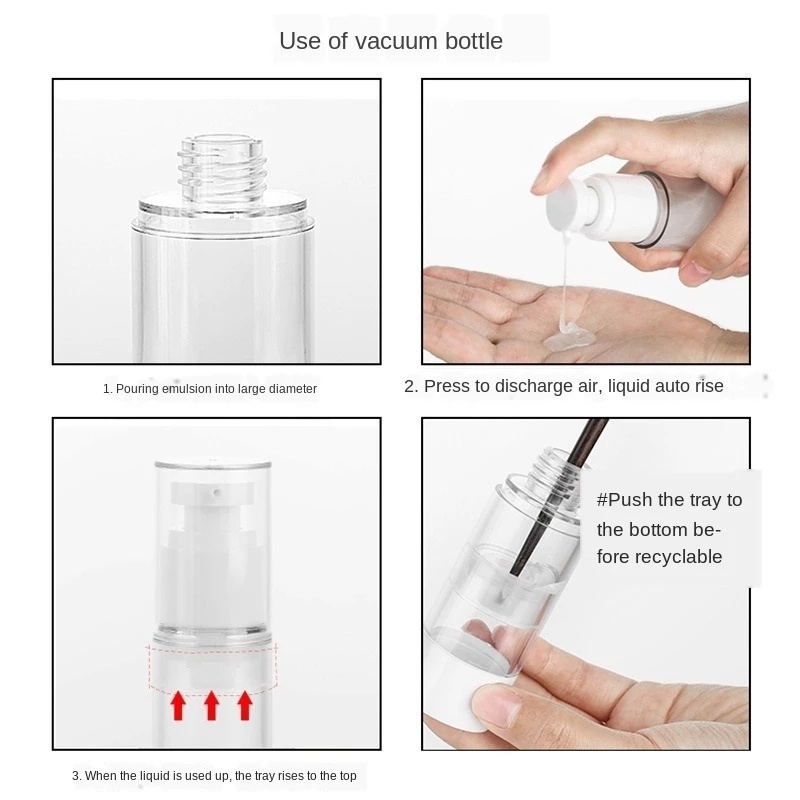 4 Size Clear Empty Airless Pump Vacuum Bottle