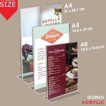 

♦ Display Menu A5 / tempat brosur / nomor meja acrylic / acrylic display ☎