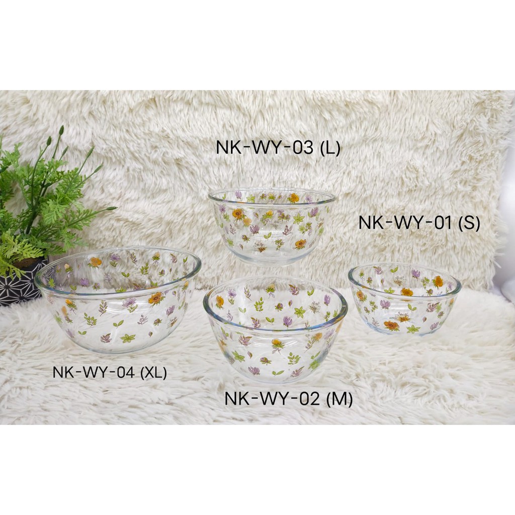 Round Glass Salad Bowl Mangkuk 2000ML NK-WY-04-XL