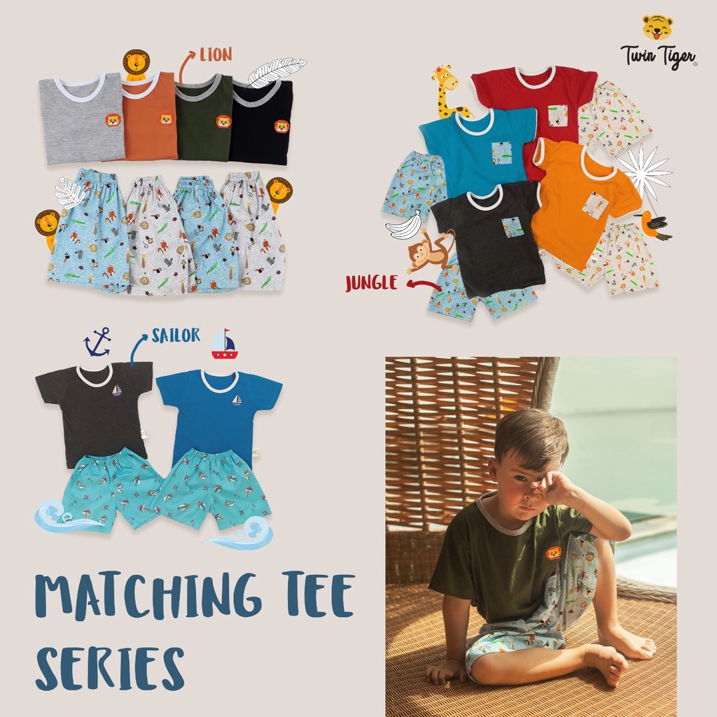 TWIN TIGER BABY BAJU ANAK MATCHING TEE &amp; SHORT BAJU BAYI 1-5 Tahun SNI