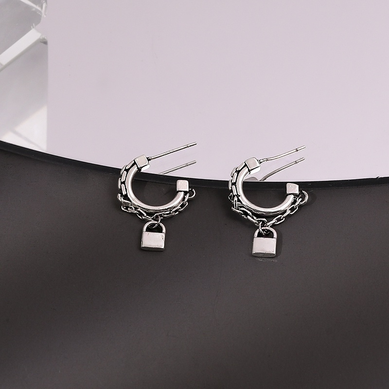 Lock Chain Earrings Accessories Korea Temperament