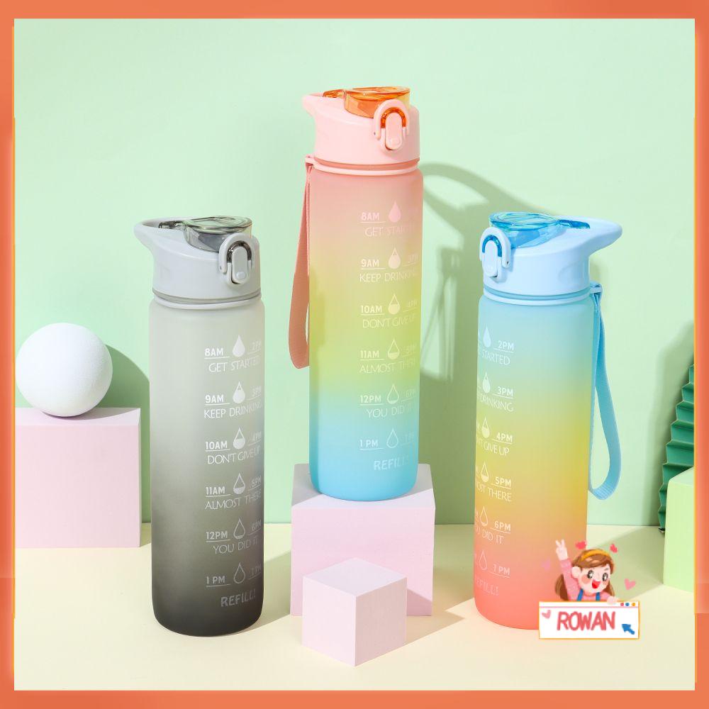 Botol Air Minum Portable 1000ml Anti Bocor Warna Gradasi Pelangi Dengan Sedotan Untuk Travel