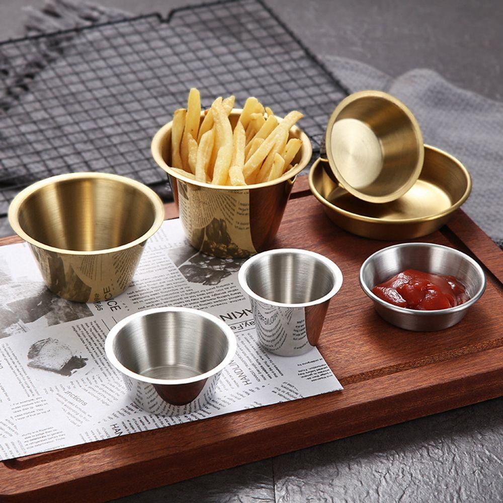 [Elegan] Seasoning Dish Hot Pot Dipping Untuk Barbecue Bar Restoran Mini Stainless Steel Reusable Western Sauce Dipping Bowl