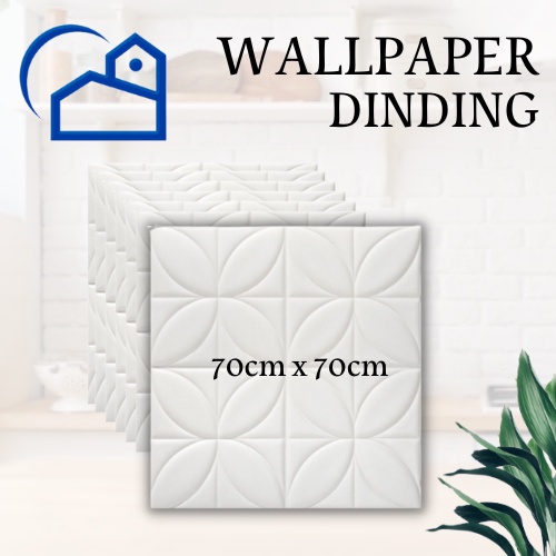 Wallpaper Dinding 3d Rekat Putih motif kawung motif batik Wallpaper Tahan Air Foam Dinding Kamar 4mm 70cm x 70cm