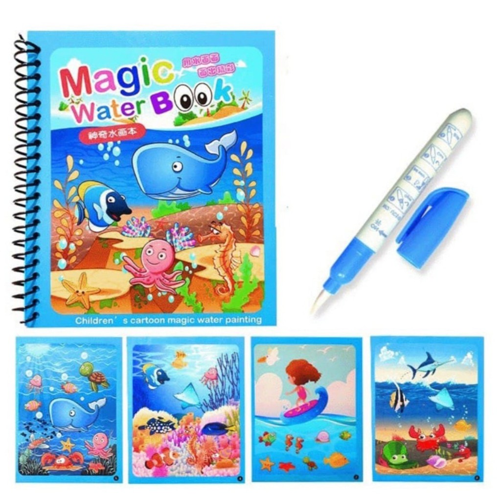 Magic Water Book Pulpen Tinta Air Buku Gambar Air Ajaib Anak Buku Warna Anak